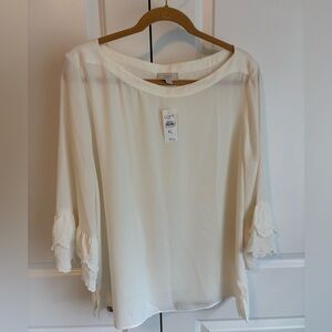 NWT Loft Outlet Delicate Blouse Eyelet Bell Sleeve